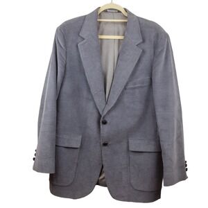 Vtg Corduroy Blazer Men 42R Gray Preppy Sports Coat Suit Jacket 80's Grandpa